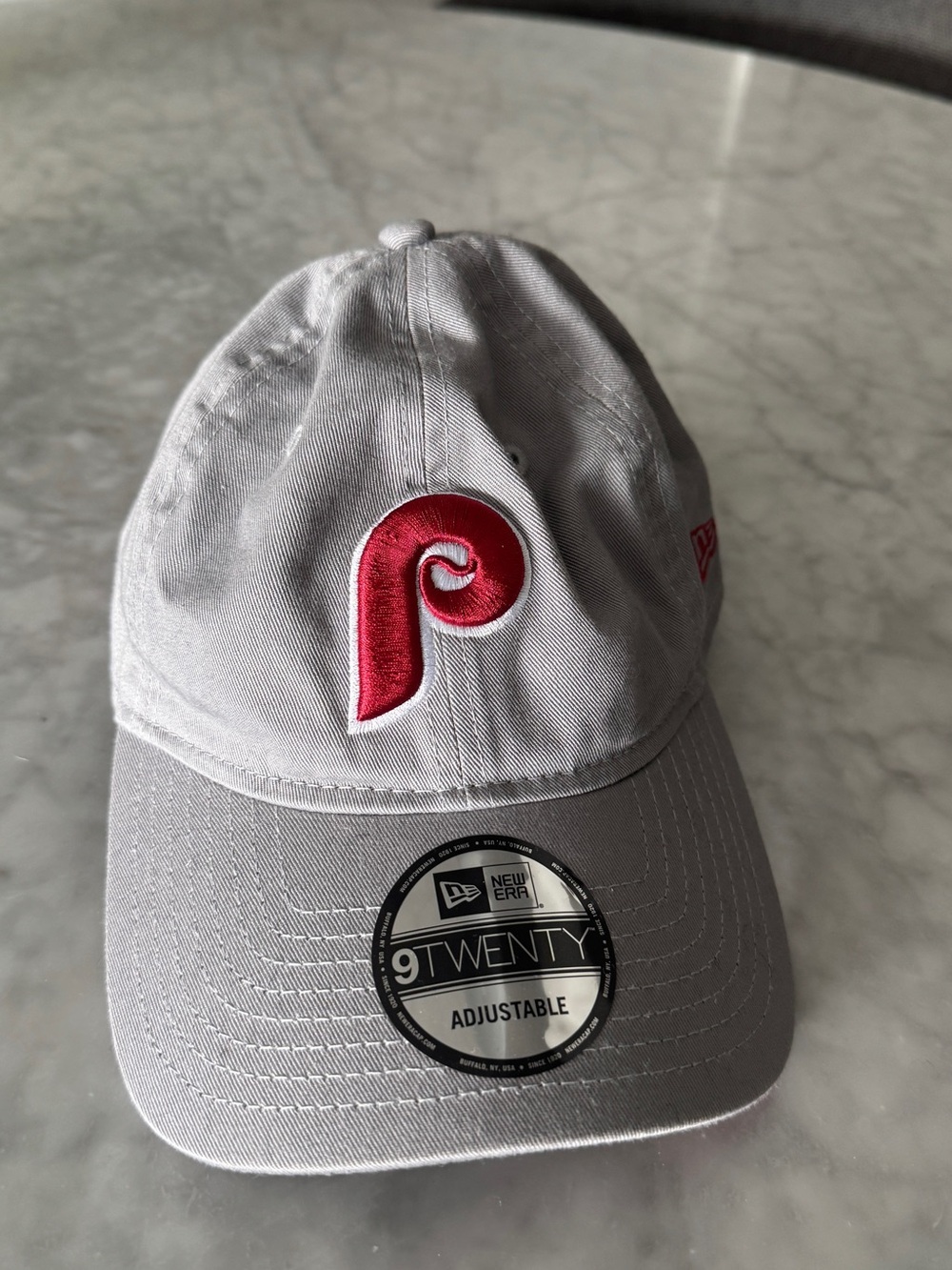 Philadelphia Phillies Baseball Hat New Era Gray Cap with Pink Phillies 'P' Logo